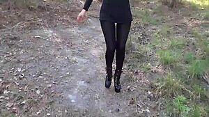 high heels strut through forest in pantyhose 👠🌲