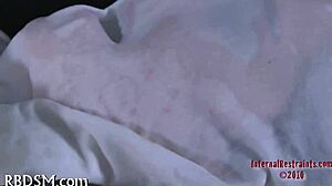Perfect body latex slut bound punished in garage femdom