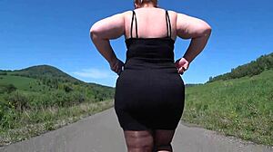 mature bbw nylon heels public walk big ass fetish