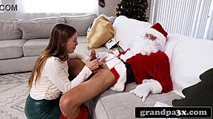 Grandpa Santa Fucks Kinky Teen Slut Riding His Big Cock!