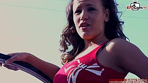 big tits brunette teen picked up by bbc shemale for facial cum 😩