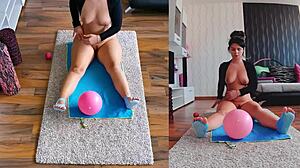 naughty curvy milf naked ass spread yoga workout throbs your cock