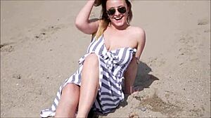 denise klarskov flashes publicly on malaga spain trip