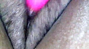Miss Chocolate's fat ebony ass squirts on dildo