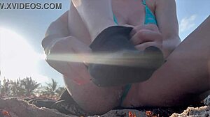 wanna see this italian milf flash her juicy shaved pussy on florida beach?