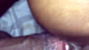 shaved chocolate ebony pussy bent over doggystyle for monster bbc creampie