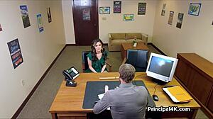 hot milf housewife spies principal's seduction at office work
