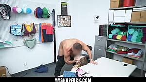 blonde shoplifter caught stealing on store camera bent over for doggystyle pounding