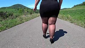 mature bbw nylon heels public walk big ass fetish