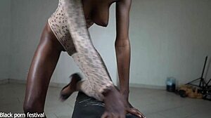 skinny african beauty's perfect tits tease in sultry solo ride