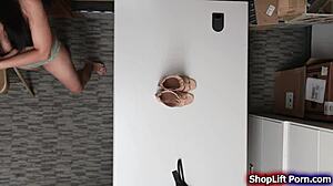 store cop pounds asian shoplifter's tight pussy deep at work