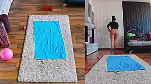 naughty curvy milf naked ass spread yoga workout throbs your cock