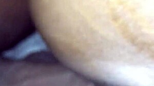 shaved chocolate ebony pussy bent over doggystyle for monster bbc creampie