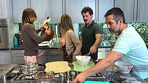 milf mommy offers free-use pussy wanksgiving in kitchen for horny son-in-law
