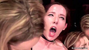 bdsm slaves roughly fuck while bound at wild orgy party