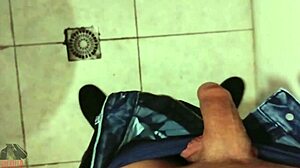 showering skinny solo cum on bathroom floor pov