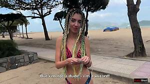 rastafarian girl smokin' magic cig wants rough anal now
