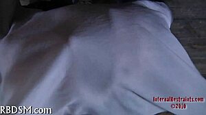 Perfect body latex slut bound punished in garage femdom