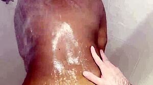 black babe's curvy body fucked rough pov in steamy shower