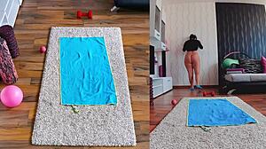 naughty curvy milf naked ass spread yoga workout throbs your cock