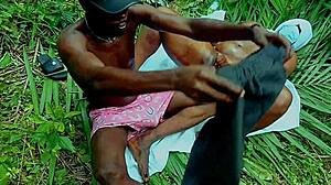 BWC bush hunter rams hairy BBW African goddess outdoors to cumshot