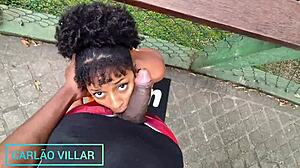 a hot little brazilian pretinha submits deepthroating monster cock beautifully