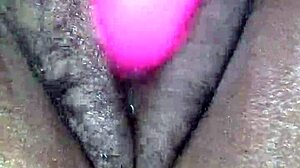 Miss Chocolate's fat ebony ass squirts on dildo