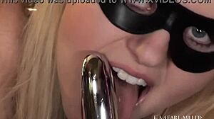 petite blonde gina beckman chains up for sybian clit torture and gaping pussy orgasm in bdsm solo