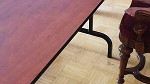 femdom babe stomps huge cock till cum explodes on her barefoot desk domination