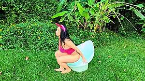 brunette milf housewife gym fitness stars flash tan lines in athletic brazilian heat