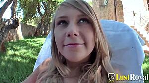 blonde babe sherly rides cock hard shaved pussy doggystyle on mallorca with naughty cumshot