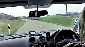 german MATURE julia pink SEDUCES hitchhiker for CHEATING car RIMJOB with buttplug