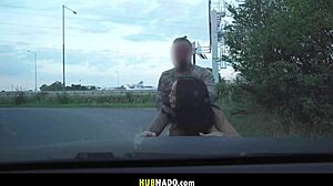 aussie milf gags on prague cock then rides outdoors pov