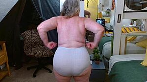 dawnskye1962 flaunts curves big tits hairy pussy and naughty granny thong parade retro style