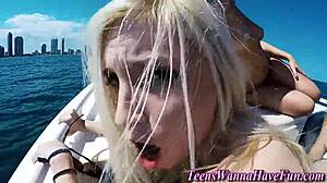 Teens enjoy intimate encounters aboard a luxurious yacht in high definition