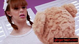 Ginger Teen Caught Masturbating Pussy With Teddy Bear