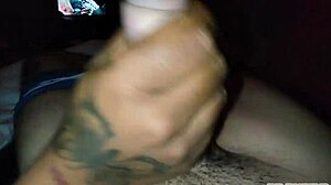 Wife's sneaky handjob tempts best friend behind husband's back