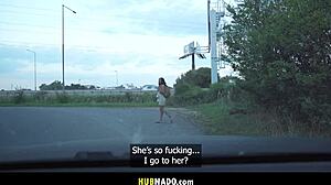 aussie milf gags on prague cock then rides outdoors pov