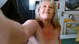 dawnskye1962 flaunts curves big tits hairy pussy and naughty granny thong parade retro style