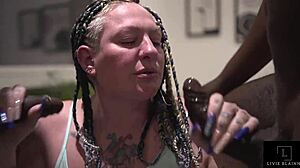 Lester Diamond and Lexus Steel double penetrate Livie Blainn in Halloween roleplay creampie