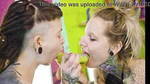 Scene Queen Strap-On Wrecks Shy Goth Teen Tattoo Domination 18+ Lesbian!