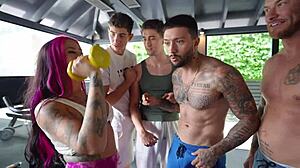 Hayley quinn takes triple penetration creampie gangbang from huge cocks