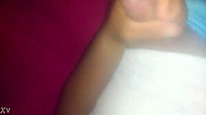 Blue satin panties fuel solo masturbation rush