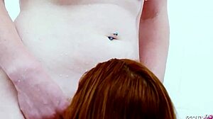 Tanned Bushy Milf Seduces Pale Blonde in Shower for Sloppy Lesbian Fuck