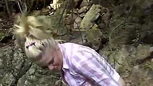 damn sexy 18+ teen lesbian with braces rips clothes and fingers that petite blonde pussy outdoors