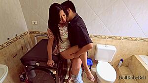 bathroom sneak fuck best friend's shy latina gf creampie