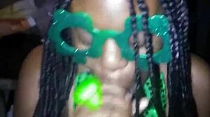 skinny ebony teen gives sloppy deepthroat on monster bbc for st patricks