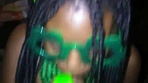 skinny ebony teen gives sloppy deepthroat on monster bbc for st patricks
