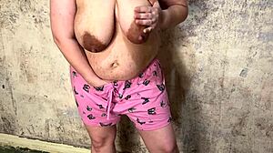 chubby bbw milf wife takes stranger's creampie deep in hairy pussy old house