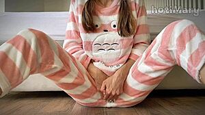 Skinny Schoolgirl's Small Tits Squirt Orgasm from Close-Up Pussy Fingering Masturbation